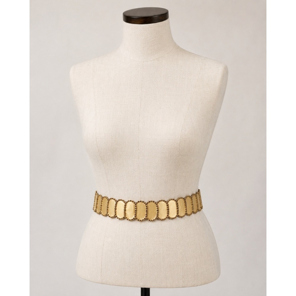 Vintage Gold Oval Link Stretch Belt One Size